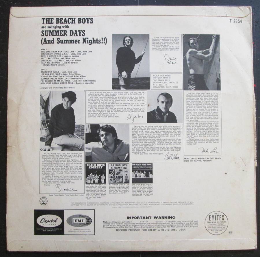 THE BEACH BOYS - SUMMER DAYS   (LP/VINYL)