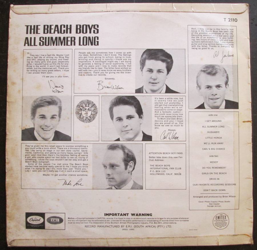 THE BEACH BOYS - ALL SUMMER LONG   (LP/VINYL)