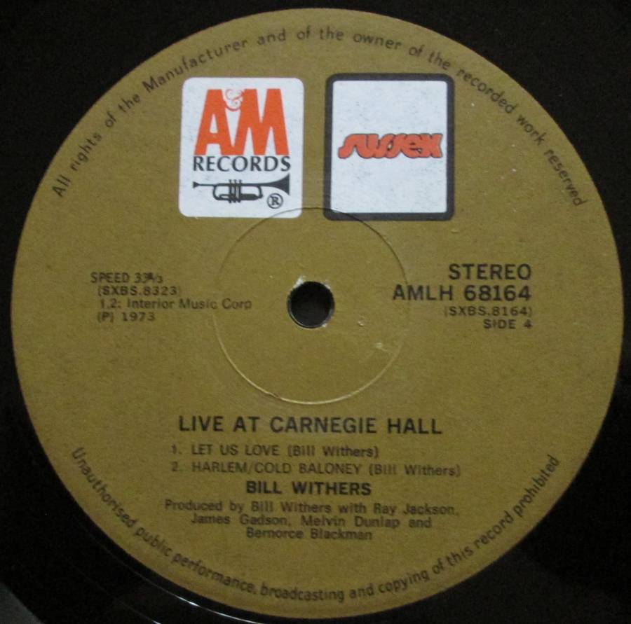 BILL WITHERS - LIVE AT CARNEGIE HALL (2xLP/VINYL)