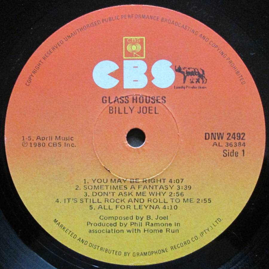 BILLY JOEL - GLASS HOUSES    (LP/VINYL)