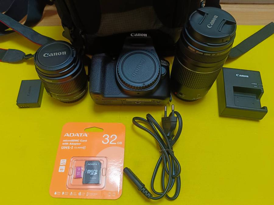 Camera for Sale: Canon EOS 1300D with 2 Lenses and Accessories