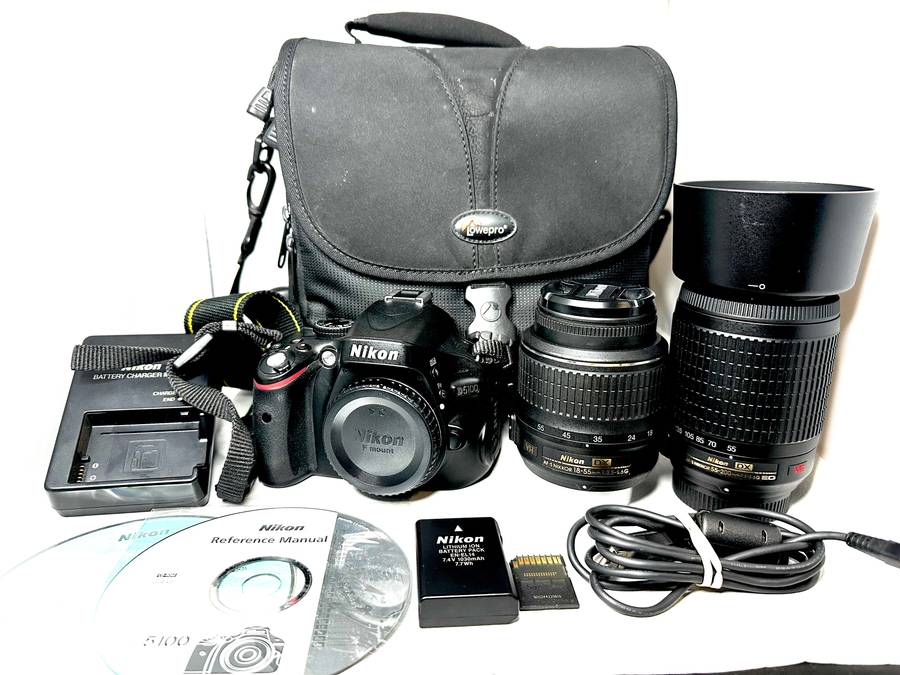 Nikon D5100 with 2x Lens and accessories excellent condition as new Low shutter count 2098
