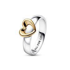 Pandora Radiant Two-tone Sliding Heart Ring SKU: 162504C00
