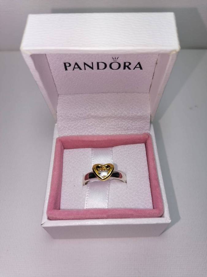Pandora Radiant Two-tone Sliding Heart Ring SKU: 162504C00