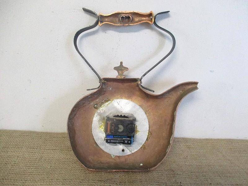 The Old Faithful....This Characterful Vintage Wall Hanging Cast Iron Copper Kettle Clock