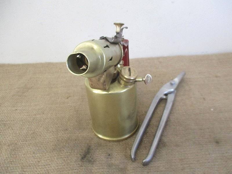 Very Neat Vintage Sweden Made Optimus 411 Blow Torch And Sizable 11 inch Vintage Tin Snips