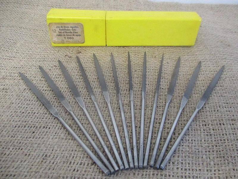 Nice Vintage Set Of 12 Assorted 5 1/2 inch T 060 Round Handle Precision Needle Files     Switzerland