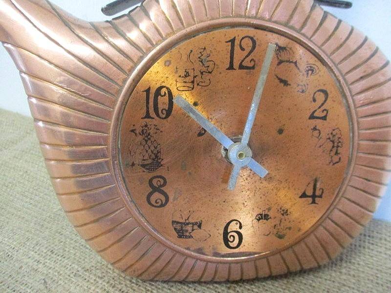 The Old Faithful....This Characterful Vintage Wall Hanging Cast Iron Copper Kettle Clock