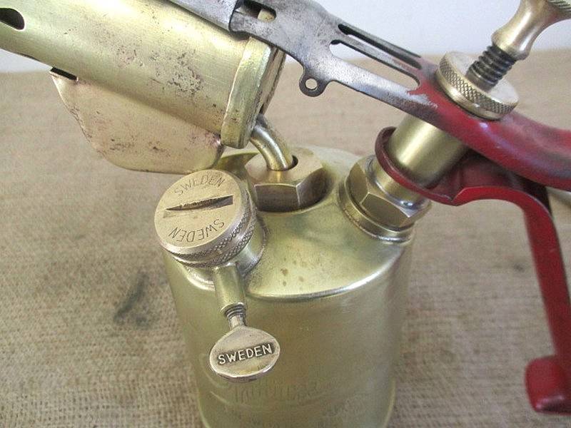 Very Neat Vintage Sweden Made Optimus 411 Blow Torch And Sizable 11 inch Vintage Tin Snips