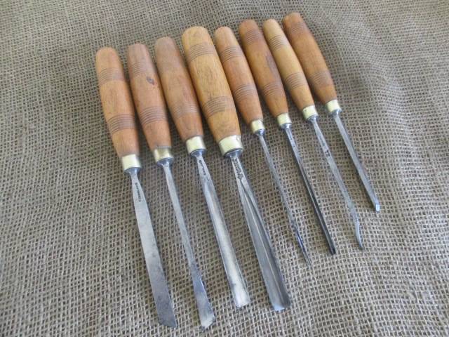 Super Rare Antique/Vintage Set of 8 Ward & Payne / S.J.Addis Wood Carving Knifes