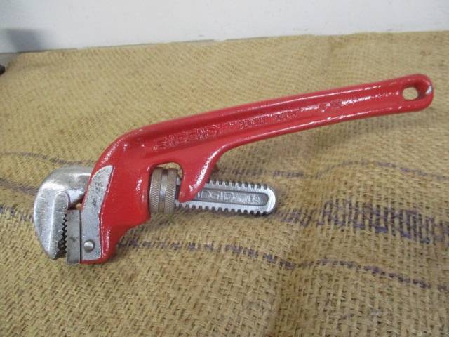 Vintage Rigid E 12 inch Heavy Duty Adjustable Pipe Wrench By The Rigid Tool Co. Elyria Ohio USA