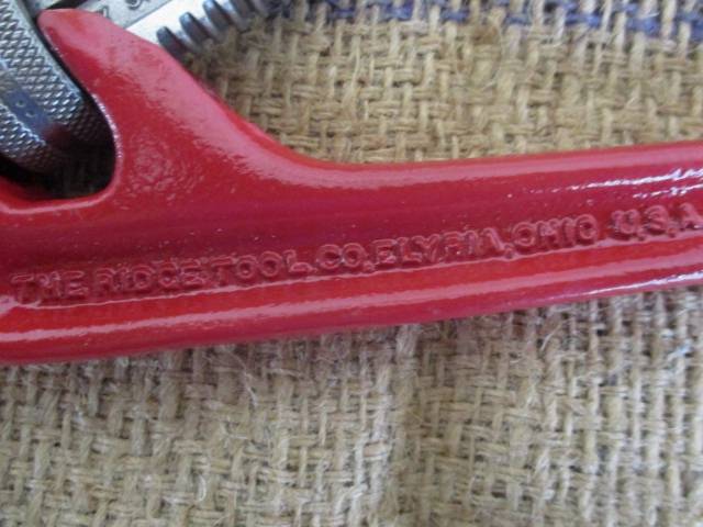Vintage Rigid E 12 inch Heavy Duty Adjustable Pipe Wrench By The Rigid Tool Co. Elyria Ohio USA