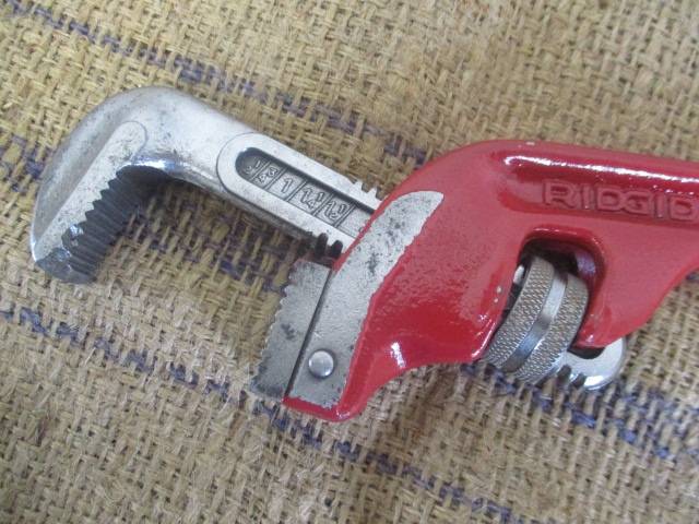 Vintage Rigid E 12 inch Heavy Duty Adjustable Pipe Wrench By The Rigid Tool Co. Elyria Ohio USA