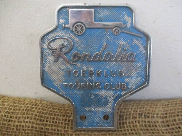 Nice Vintage Rondalia Toerklub - Touring Club Car Badge                       Approx 1950's