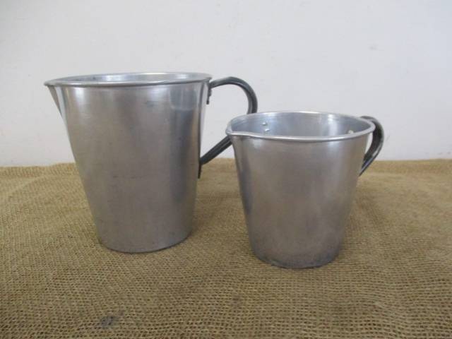 Two Nice Vintage 1lt & 500ml Aluminum Measuring Jugs