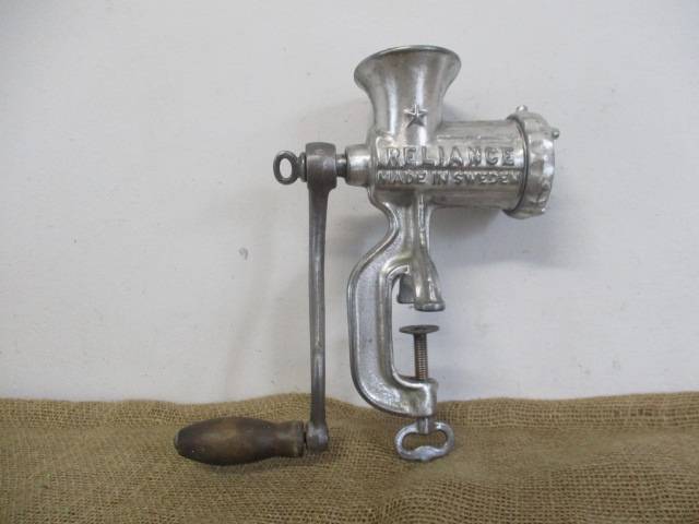 Complete Vintage Husqvarna No 5 Cast Iron Meat Mincer          Made In Sweden