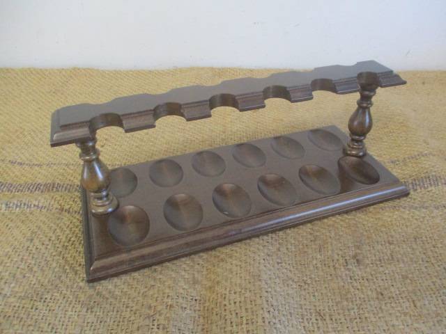 Magnificent Large Vintage Wooden Pipe Stand For Twelve Smoking Pipes