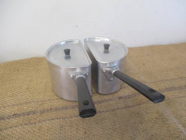 Rare Sizable Vintage Crown Merton Thick Aluminum Double Pot Set        Made In England