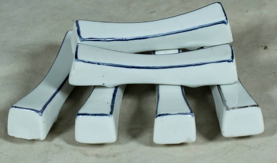 Set of blue & white porcelain knife rests