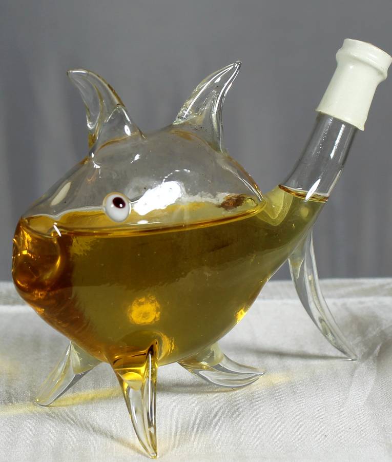 Small hand blown glass fish with peppermint creme