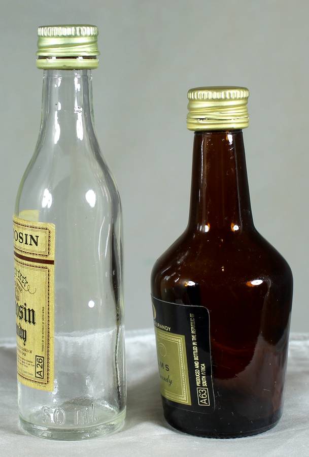 Mini liquor bottle - Empty - Pair of Limosin & VO Bertrams brandy