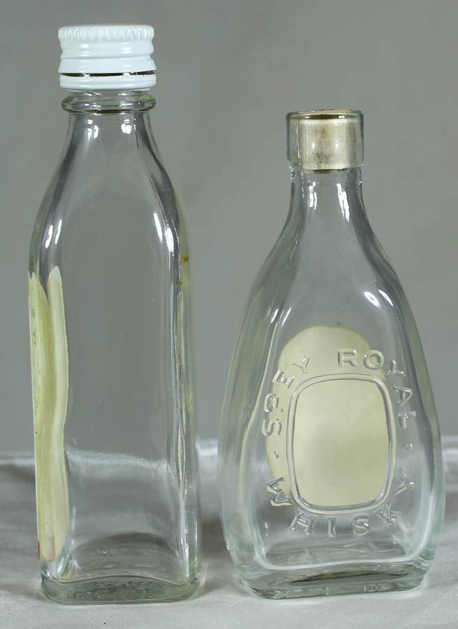 Mini liquor bottle - Empty - Pair of  Hankey Bannister & Gilbey's bottles