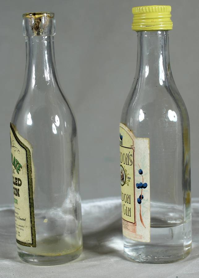 Mini liquor bottle - Empty - Pair of  Consulate & Gordon's Dry Gin bottles