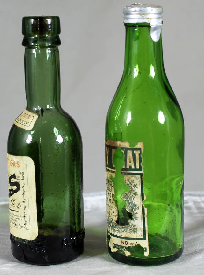 Mini liquor bottle - Empty - Pair of Bols & Noilly Prat bottles