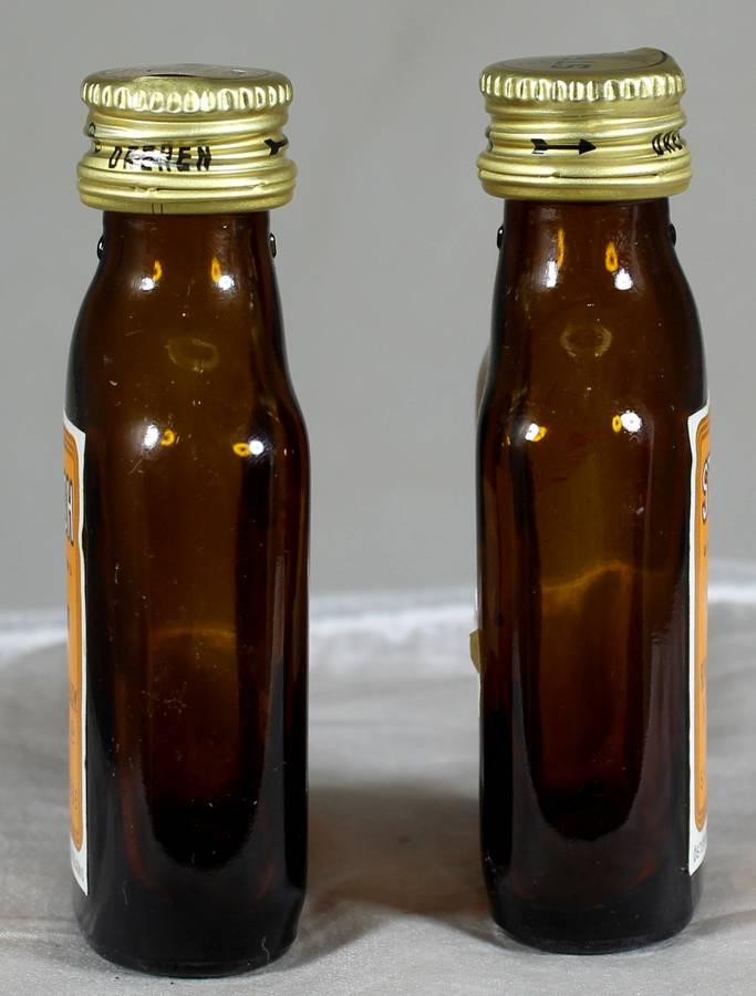 Mini liquor bottle - Empty - Pair of Stroh Rum bottles