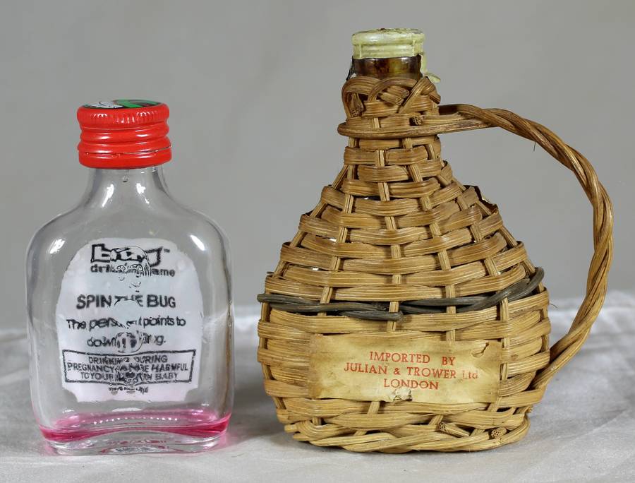 Mini liquor bottle - Empty - Pair of Sempe & Bug bottles