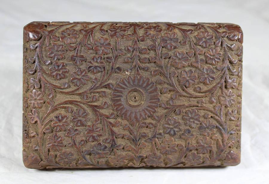 Small carved wood jewelry box