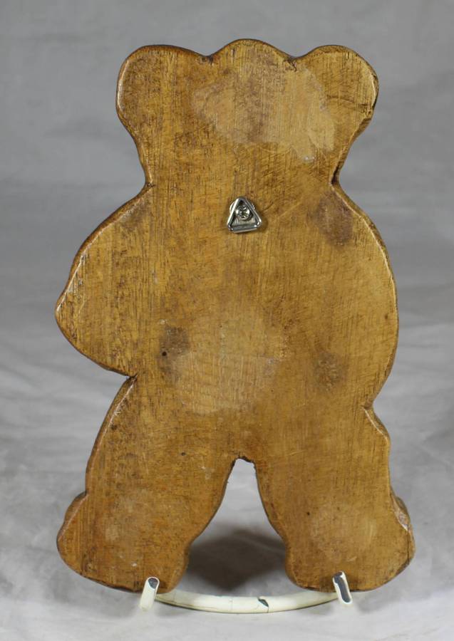Large wooden bear cricket player wall hanging