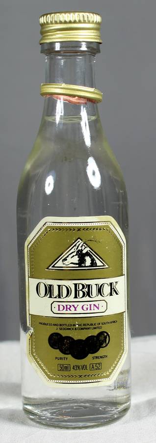 Mini liquor bottle - Old Buck dry gin