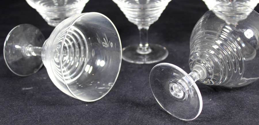 Set of five ribbed Stuart crystal glasses