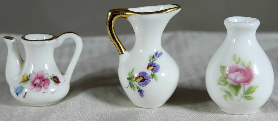 Miniature trio of jugs & posy vase