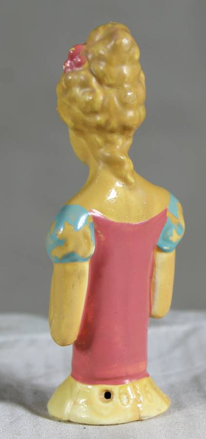 Half doll - lady with pink & blue dress