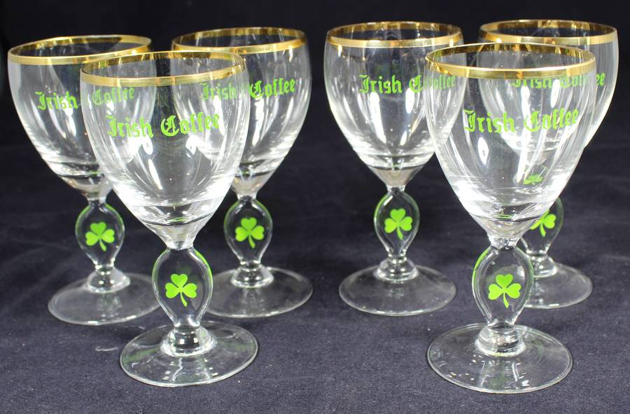 Set of six crystal Irish coffee glasses