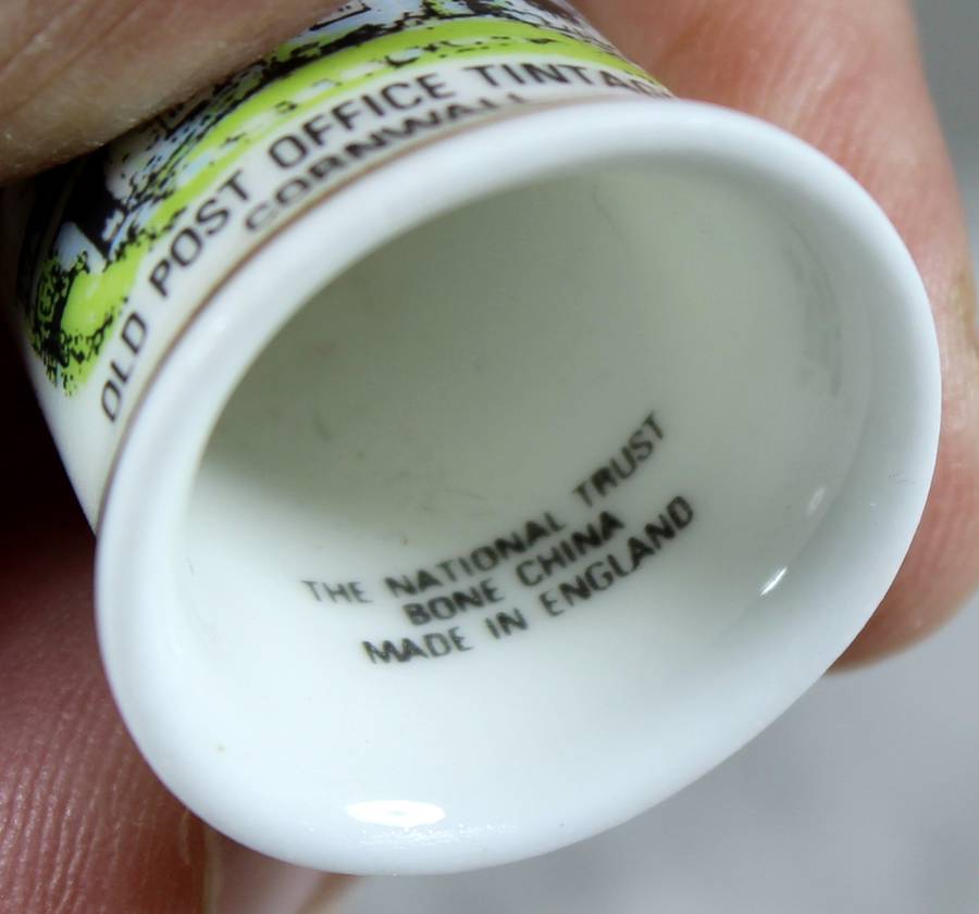 Bone China thimble - old post office Tintagel Cornwall - the national trust
