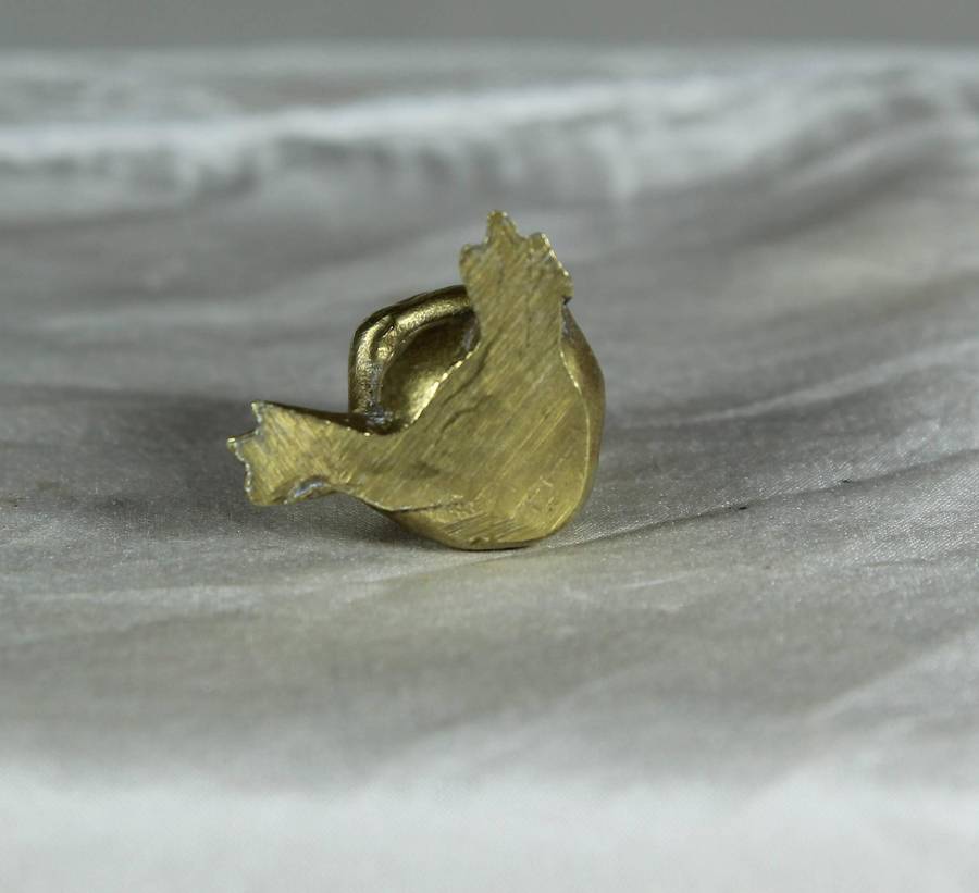 Miniature brass seated frog