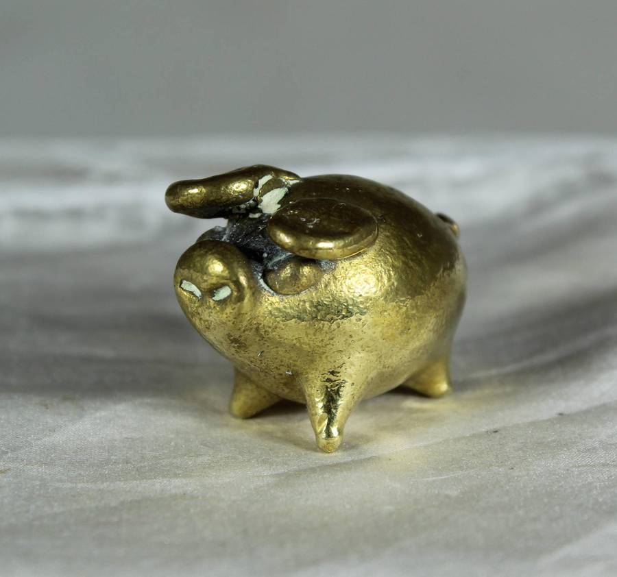 Miniature brass piggy