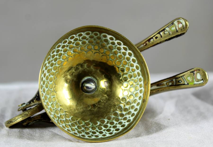 Miniature brass wheelbarrow trinket bowl