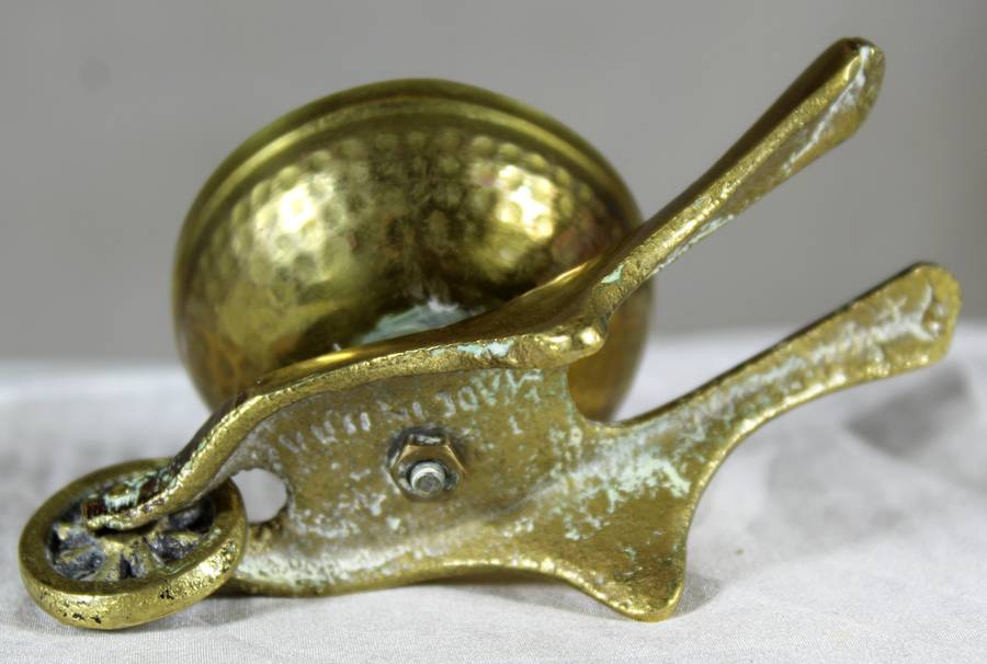 Miniature brass wheelbarrow trinket bowl