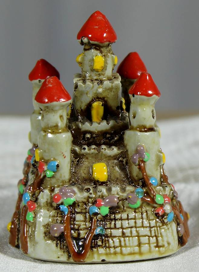 Miniature castle with red tower