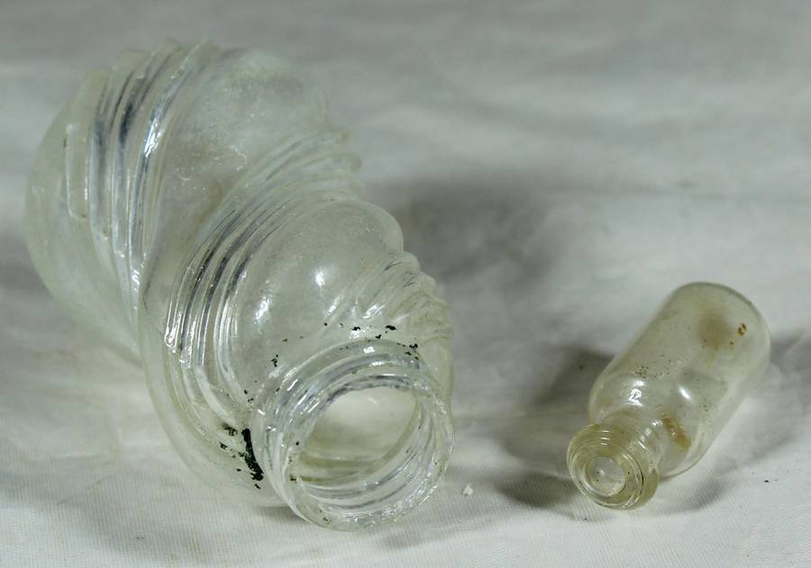 Vintage glass bottle pair