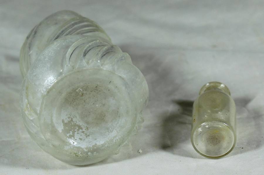Vintage glass bottle pair