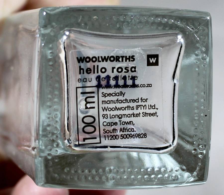 Perfume bottle - Woolworths - hello Rosa