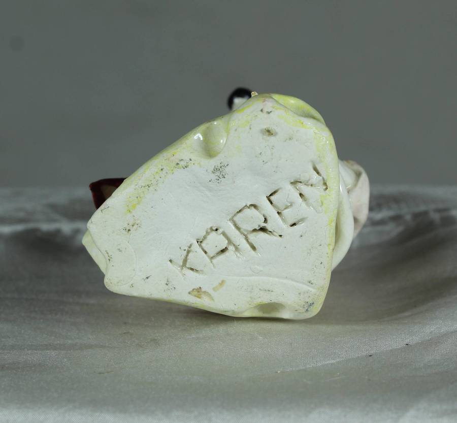 Small mouse on a slice of cheese - signed Karen