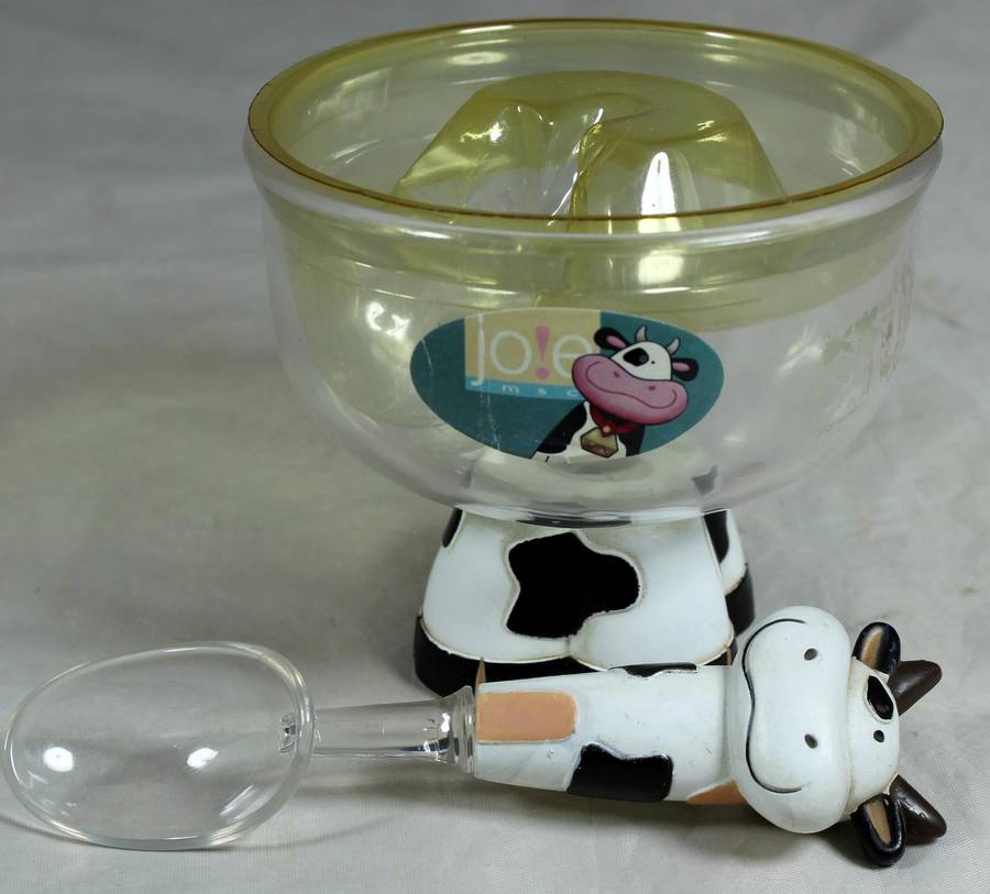 Cow themed feeding cup with spoon (Enamel with plastic spoon)