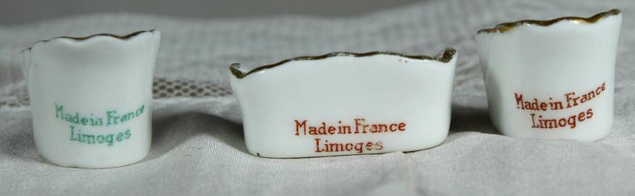 Miniature Limoges couch with two club chairs