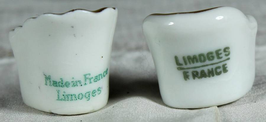 Miniature Limoges pair of club chairs